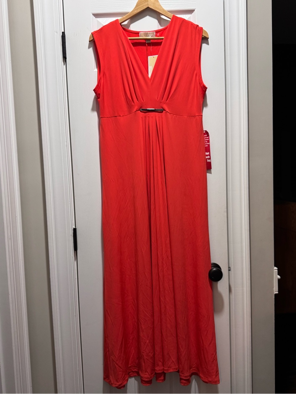 NEW Michael Kors NEW W TAGS Sleeveless V-Neck Maxi Dress in Bright Red-Orange L
